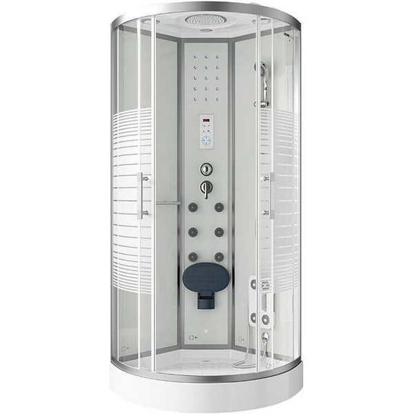 HOME DELUXE Komplettdusche WHITE PEARL, BxT: 100x100 cm, Einscheibensicherheitsglas, inkl. Duschtasse, Aluminiumprofilen, Schiebetür, & Armaturen, LED-Beleuchtu