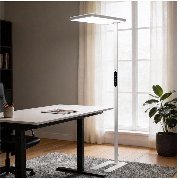 HOME DELUXE LED Stehlampe VEKOR, LED fest integriert, Neutralweiß, Tageslichtweiß, blendfrei, flimmerfrei und augenschonend, Bürolampe, LED Lampe