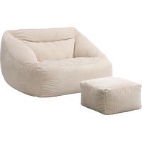 HOME DELUXE Sitzsack COZY inkl. Hocker (Beige)