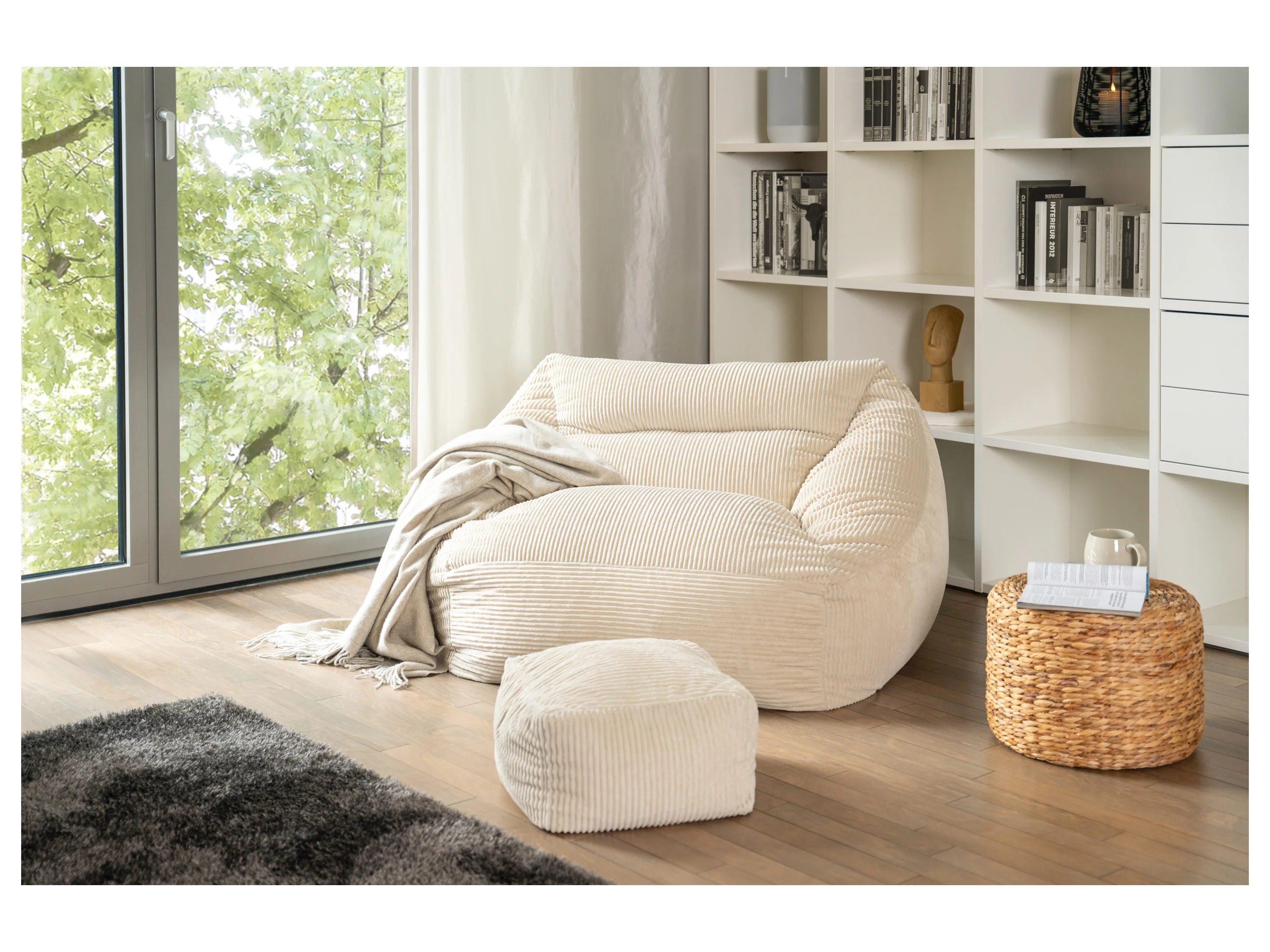 HOME DELUXE Sitzsack COZY inkl. Hocker (Beige) – Bild 2 von 4