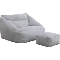 HOME DELUXE Sitzsack COZY inkl. Hocker (Hellgrau)