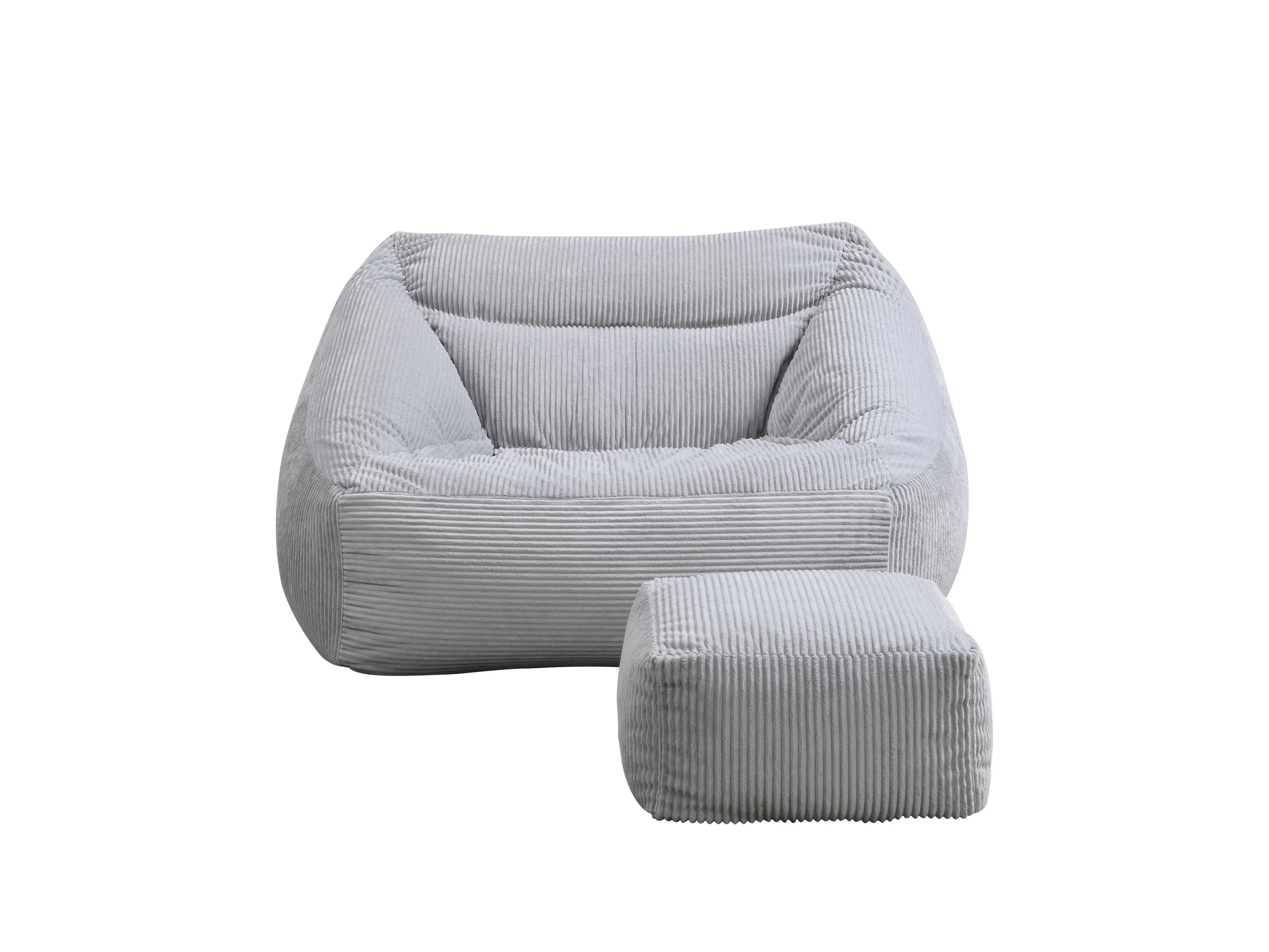 HOME DELUXE Sitzsack COZY inkl. Hocker (Hellgrau) – Bild 3 von 4
