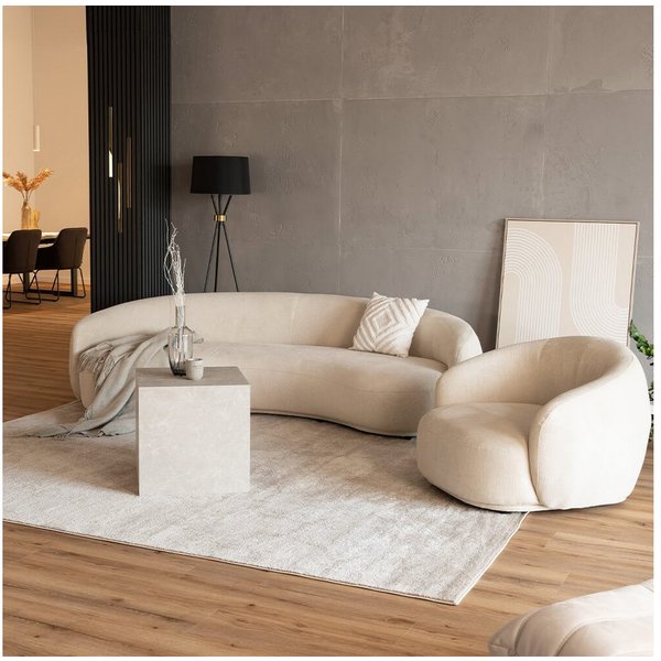 HOME DELUXE Sofa CASARA 258 x 72 x 128 cm, 1 Teile, Webstoff Beige I Modernes Wohnzimmer Sofa, Lounge - Set