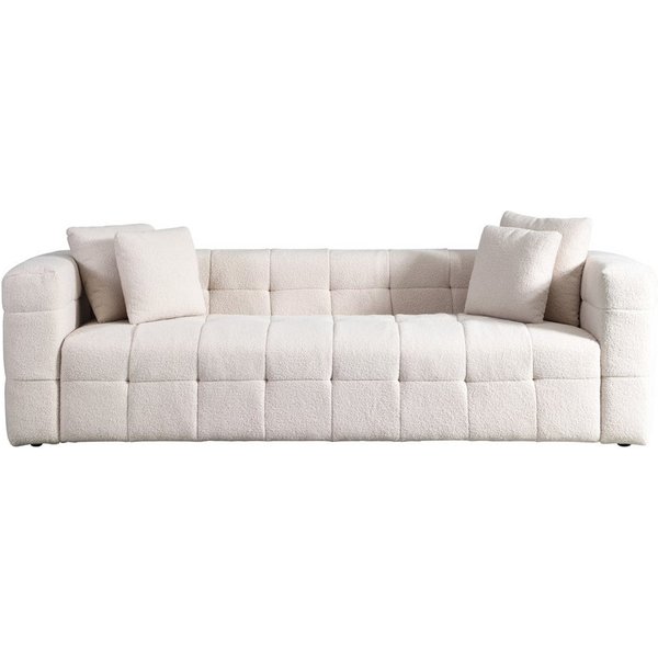 HOME DELUXE Sofa Teddy Sofa COMO - Beige 236 x 68 x 92 cm, 1 Teile, mit Teddystoff & inkl. Zierkissen, 3 sitzer