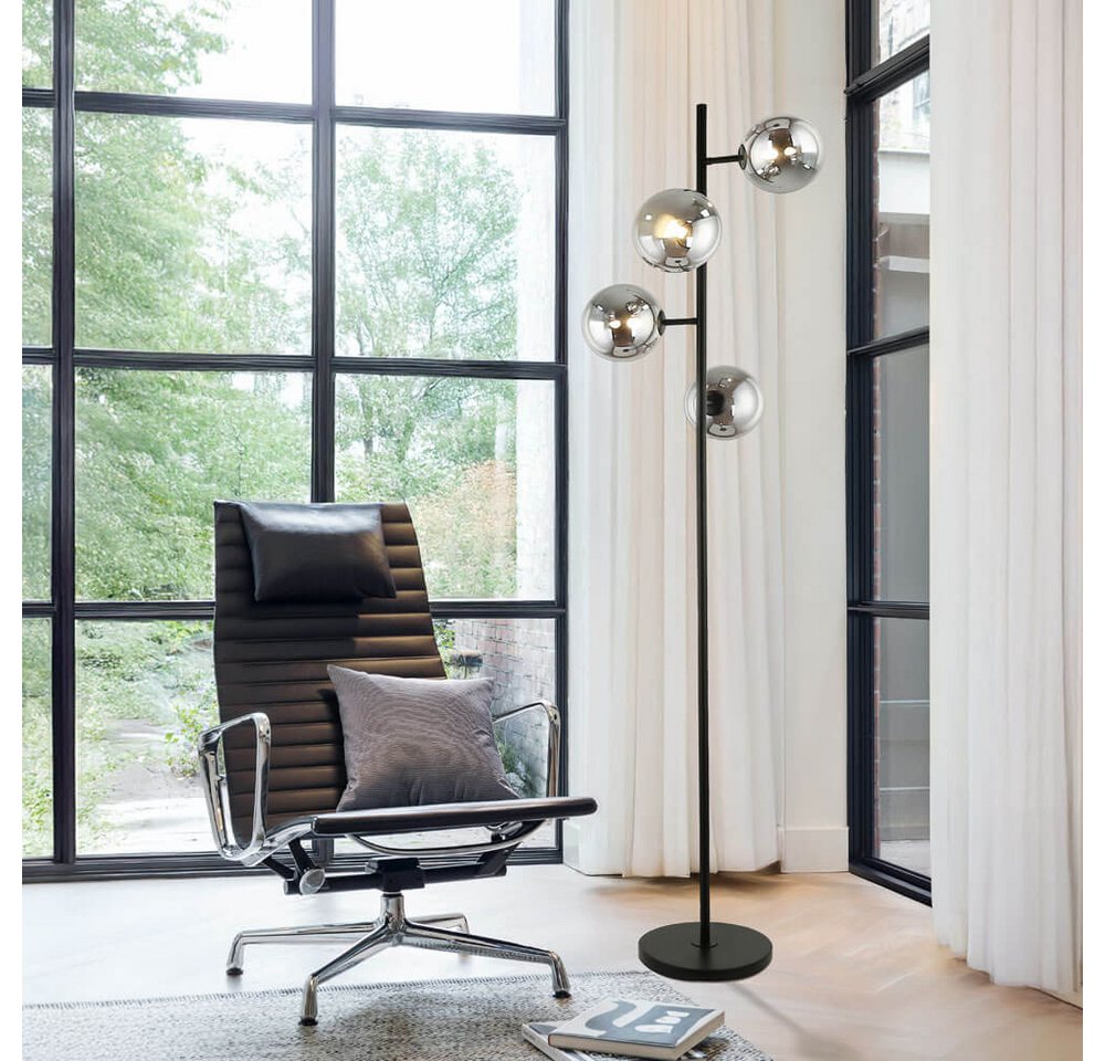 HOME DELUXE Stehlampe VIOLA, Lampenschirme aus Rauchglas, Wohnzimmer Stehlampe – Bild 2 von 2