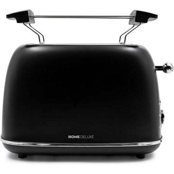 HOME DELUXE Toaster MAJESTIC - Matt Schwarz, 2 kurze Schlitze, für 2 Scheiben, 815 W, entnehmbarer Brötchenaufsatz, Retro Toaster