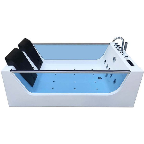 HOME DELUXE Whirlpool-Badewanne ATLANTIC - XL, (inkl. Armaturen, Wanneneinlass, Duschkopf und Mischknäufe), inkl. LED-Beleuchtung, Indoor Whirlpool mit Glasfron