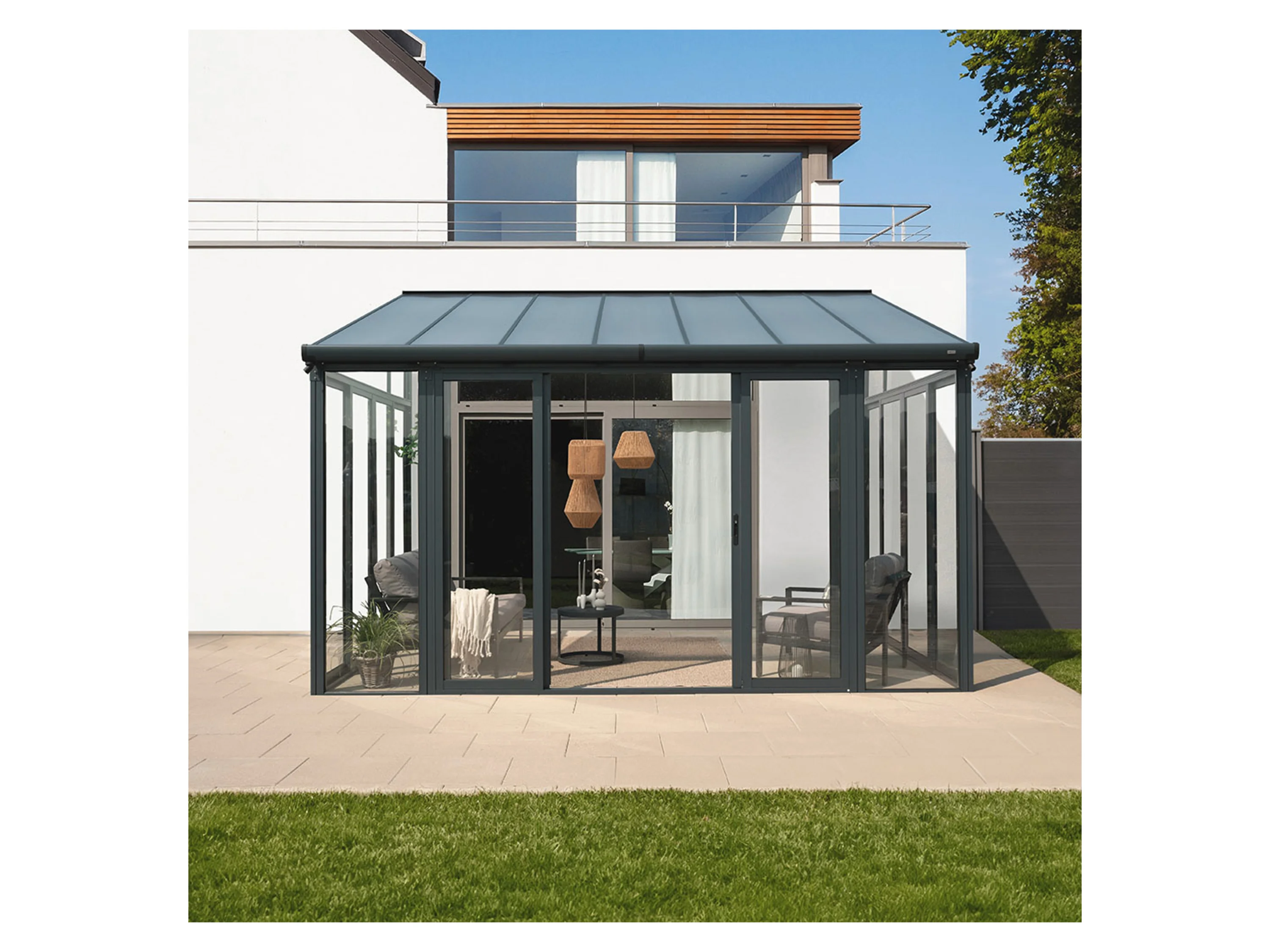 HOME DELUXE Wintergarten AMARIS, BxT: 428x300 cm, Bedachung Hohlkammerstegplatten, (Komplettset abschließbar & kratzfeste Pulverbeschichtung), Wintergarten aus  – Bild 2 von 4