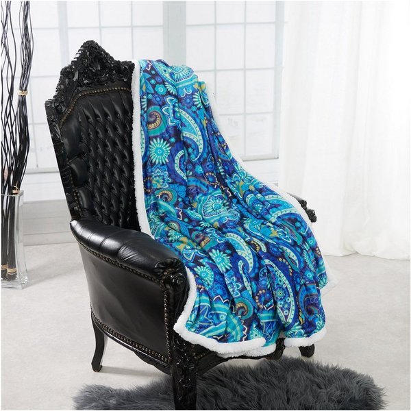 Wohndecke Paisley, HOME DREAM, 150 x 200 cm, edle farbbrillante Kuscheldecke