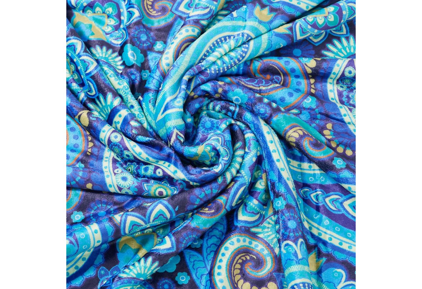 Wohndecke Paisley, HOME DREAM, 150 x 200 cm, edle farbbrillante Kuscheldecke – Bild 4 von 5
