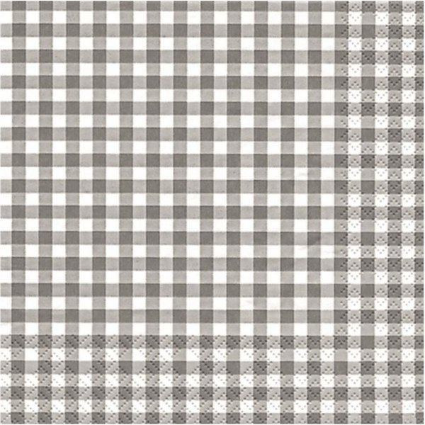 HOME FASHION Papierserviette, 3-lagig, Grau, Karomuster, H: cm