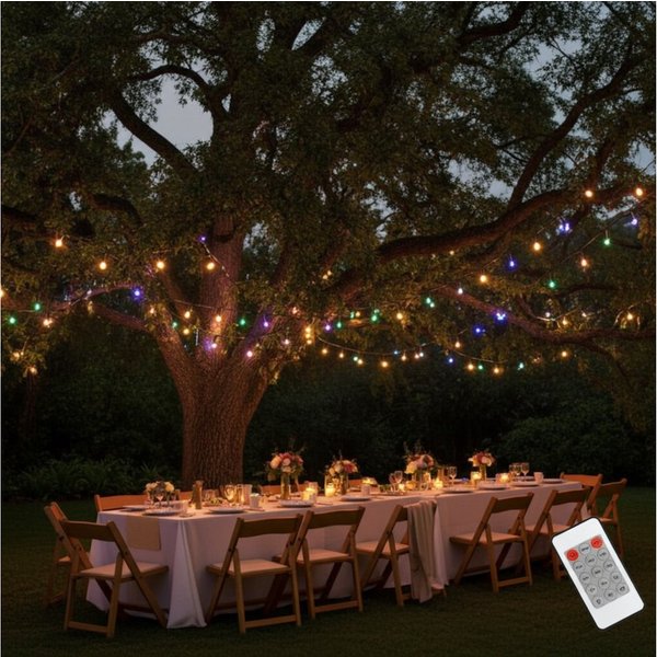 Home & styling collection LED-Lichterkette Basics Solar-Lichterkette 21 m, 480 bunte LEDs, 13 Funktionen, IP44, Solarpanel 24V, 230 mAh/Lampenabstand 4,5 cm/13 