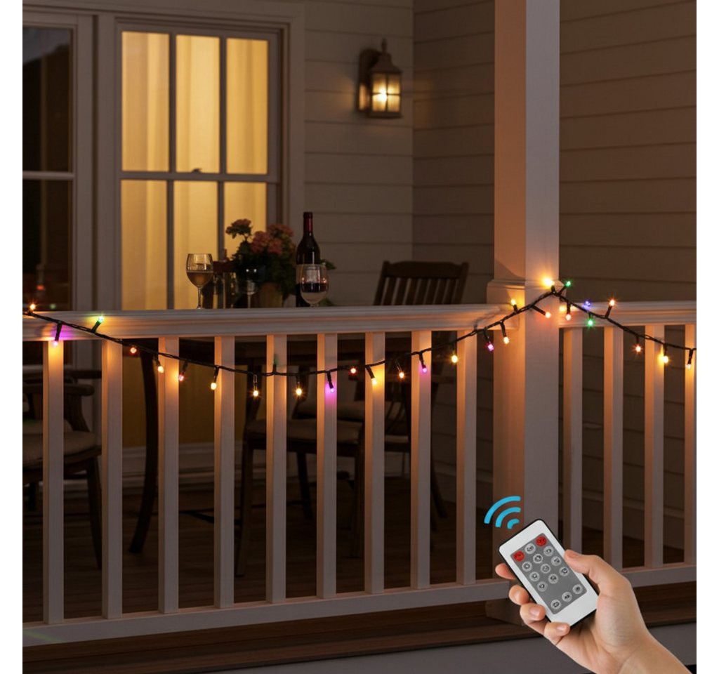 Home & styling collection LED-Lichterkette Basics Solar-Lichterkette 21 m, 480 bunte LEDs, 13 Funktionen, IP44, Solarpanel 24V, 230 mAh/Lampenabstand 4,5 cm/13  – Bild 2 von 5