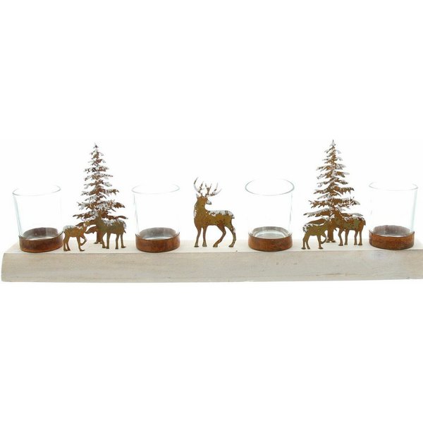 Home-trends24.de Adventskranz Adventskranz Lichterboard Winterlandschaft Kerzenhalter Weihnachtsdeko