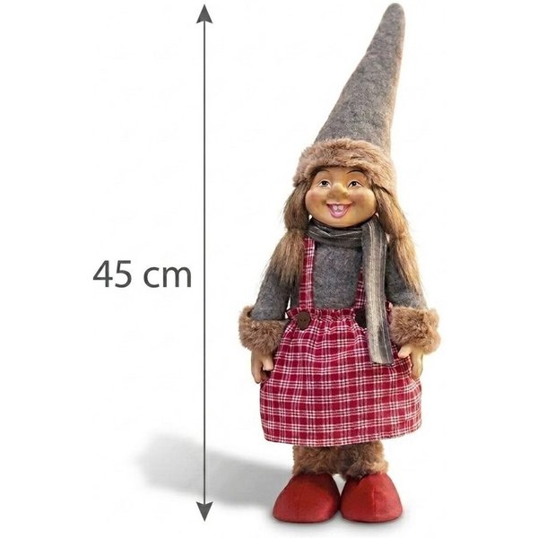 Home-trends24.de Dekofigur Wichtel Mädchen Herbst Weihnachten Deko Skulptur Deko 45 cm