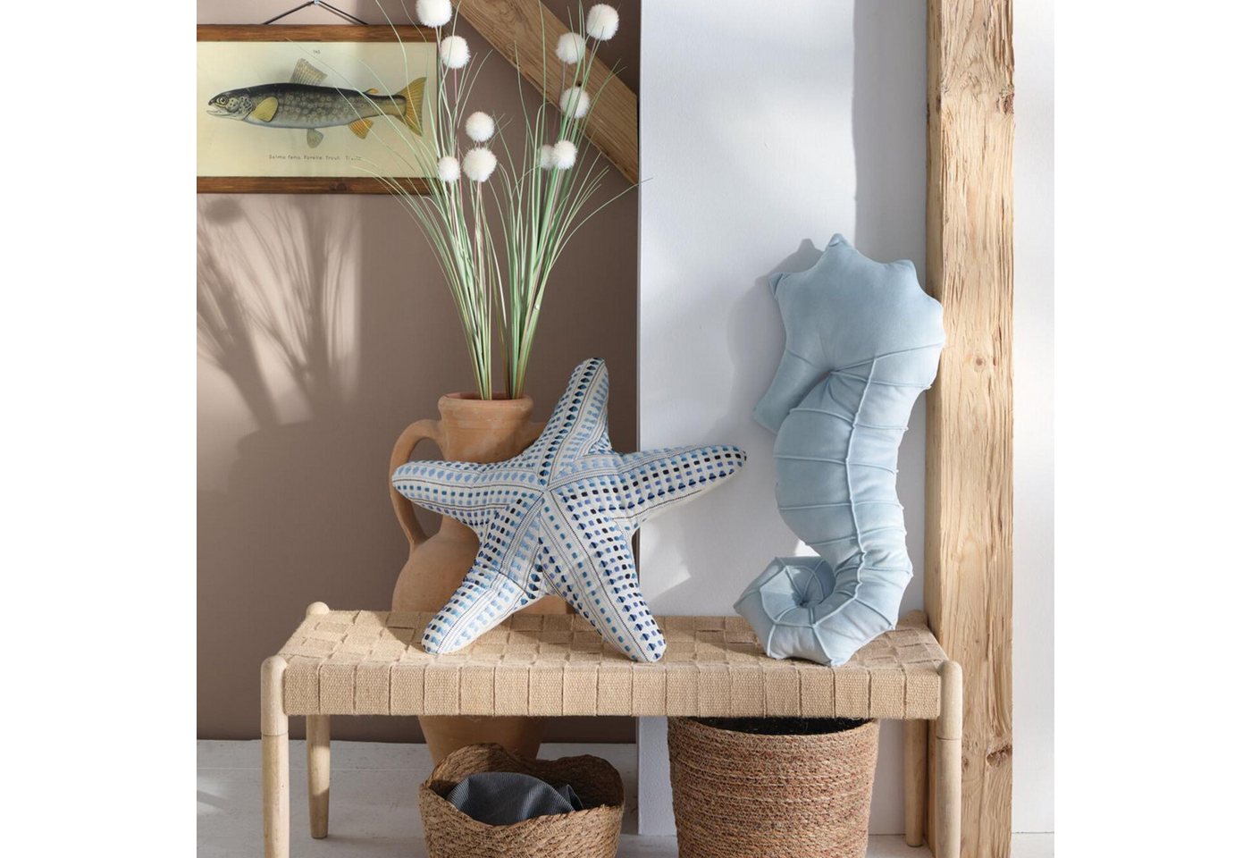 Home-trends24.de Dekokissen Seestern oder Seepferdchen Deko Kissen Couch Stuhl maritim – Bild 2 von 5