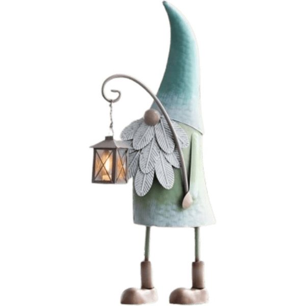 Home-trends24.de Gartenfigur Wichtel mit Laterne Garten Deko Metall Figur Teelichthalter