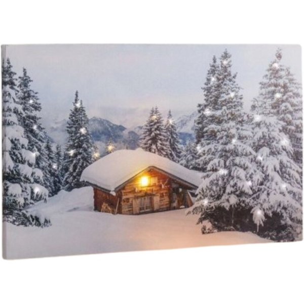 Home-trends24.de Leinwandbild LED Bild Winterlandschaft Leinwand Beleuchtet Weihnachten Wand Deko