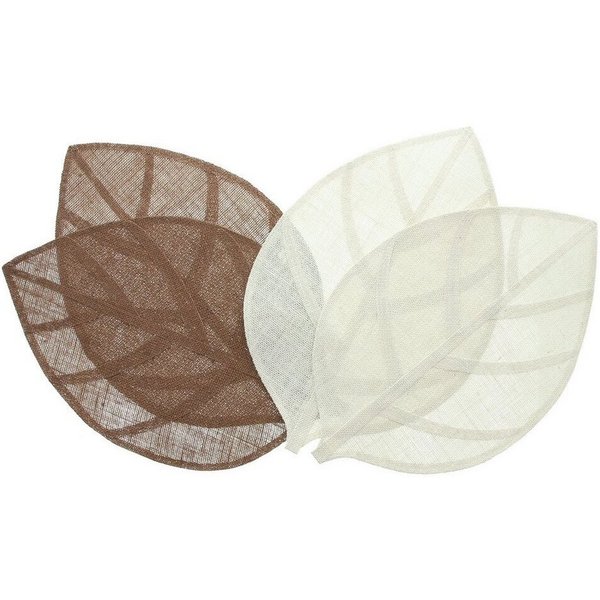 Home-trends24.de Platzset Platzmatte Blatt 4er Set Jute Braun Weiß Tischset Herbstdeko, (4-St)