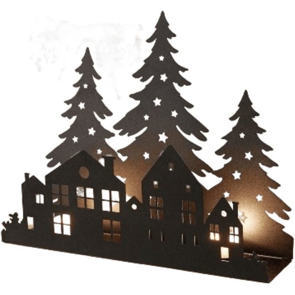 Home-trends24.de Teelichthalter Häuser Bäume Winter Weihnachten Beleuchtung Deko Kerzen
