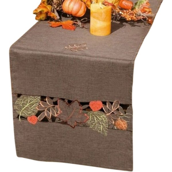Home-trends24.de Tischläufer Blätter Herbstlaub Mitteldecke Stickerei Tisch 40 x 150 cm