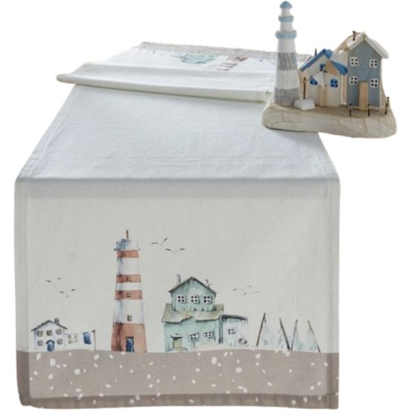Home-trends24.de Tischläufer Maritim Leuchtturm Tischläufer Tischdecke Tischdeko 40x140cm
