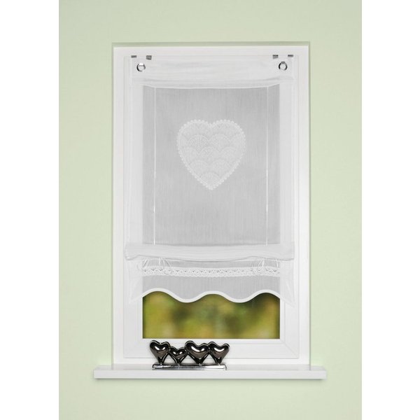HOME WOHNIDEEN Bändchenrollo CORAZON, mit Hakenaufhängung, Bändchenrollo, bestickt