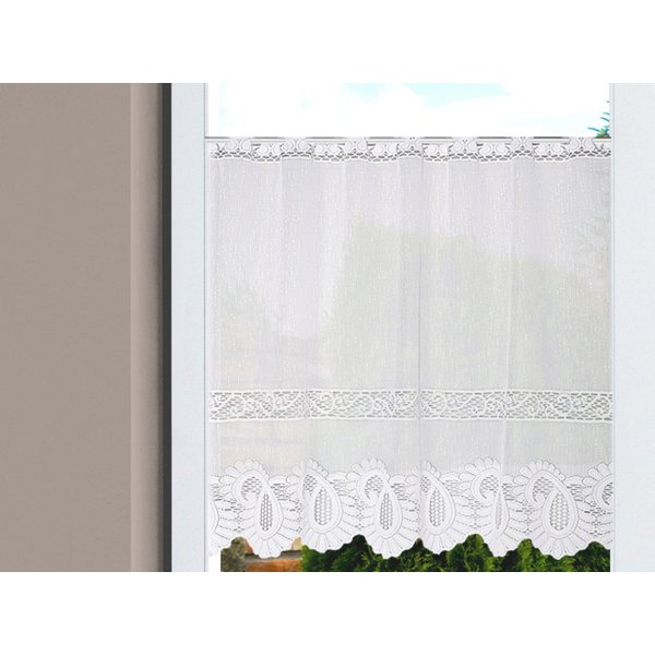 HOME WOHNIDEEN Gardine LEONORA, 1 Stück, Stangendurchzug, halbtransparent (1 St), Stangendurchzug, halbtransparent, Wirkware, Kurzstore Jacquard, Scheibengardin