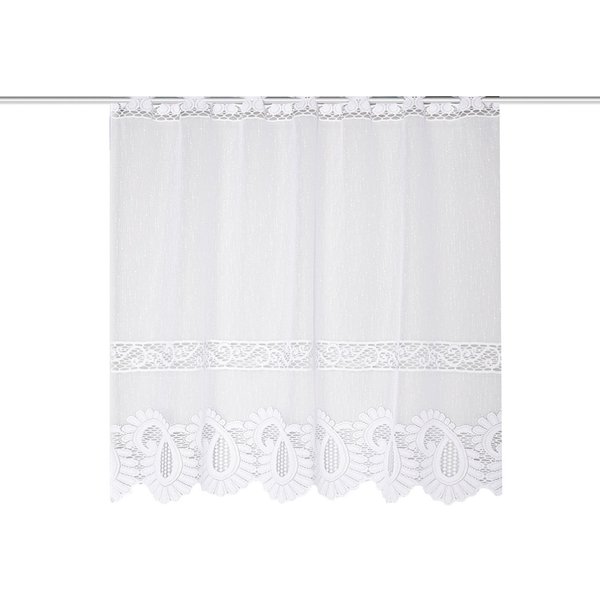 HOME WOHNIDEEN Gardine LEONORA, 1 Stück, Stangendurchzug, halbtransparent (1 St), Stangendurchzug, halbtransparent, Wirkware, Kurzstore Jacquard, Scheibengardin