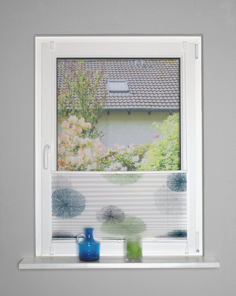 HOME WOHNIDEEN Plisseerollo RAWLINS, ohne Bohren, halbtransparent, bedruckt, mit Hakenaufhängung, halbtransparent – Bild 3 von 5