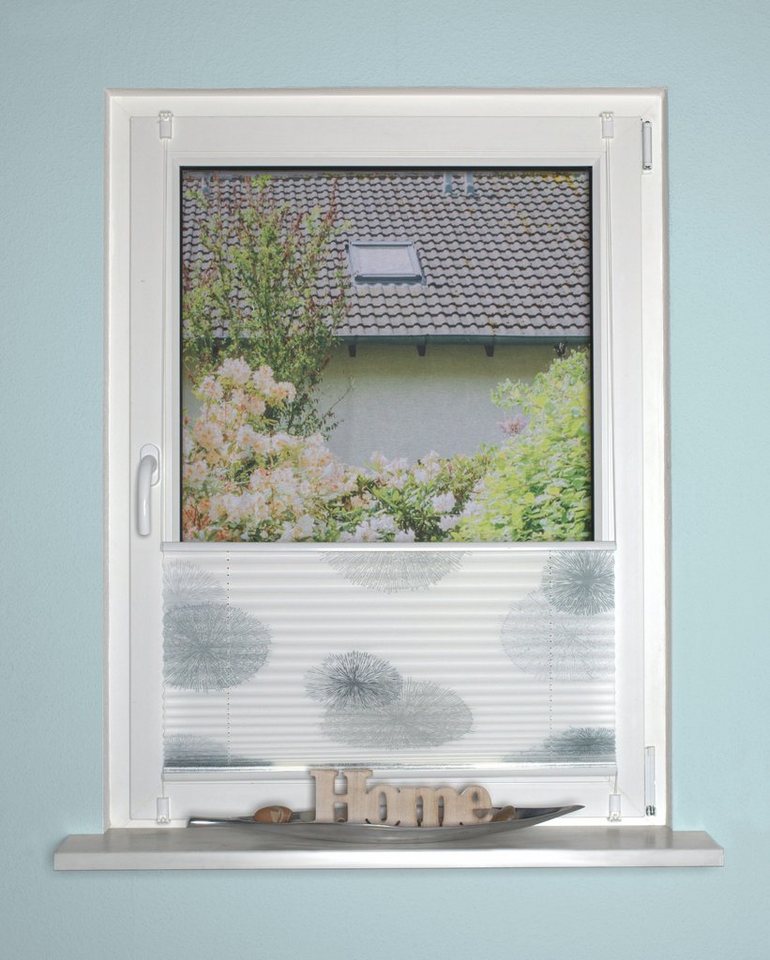HOME WOHNIDEEN Plisseerollo RAWLINS, ohne Bohren, halbtransparent, bedruckt, mit Hakenaufhängung, halbtransparent – Bild 3 von 5