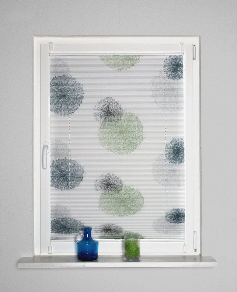 HOME WOHNIDEEN Plisseerollo RAWLINS, ohne Bohren, halbtransparent, bedruckt, mit Hakenaufhängung, halbtransparent – Bild 2 von 5