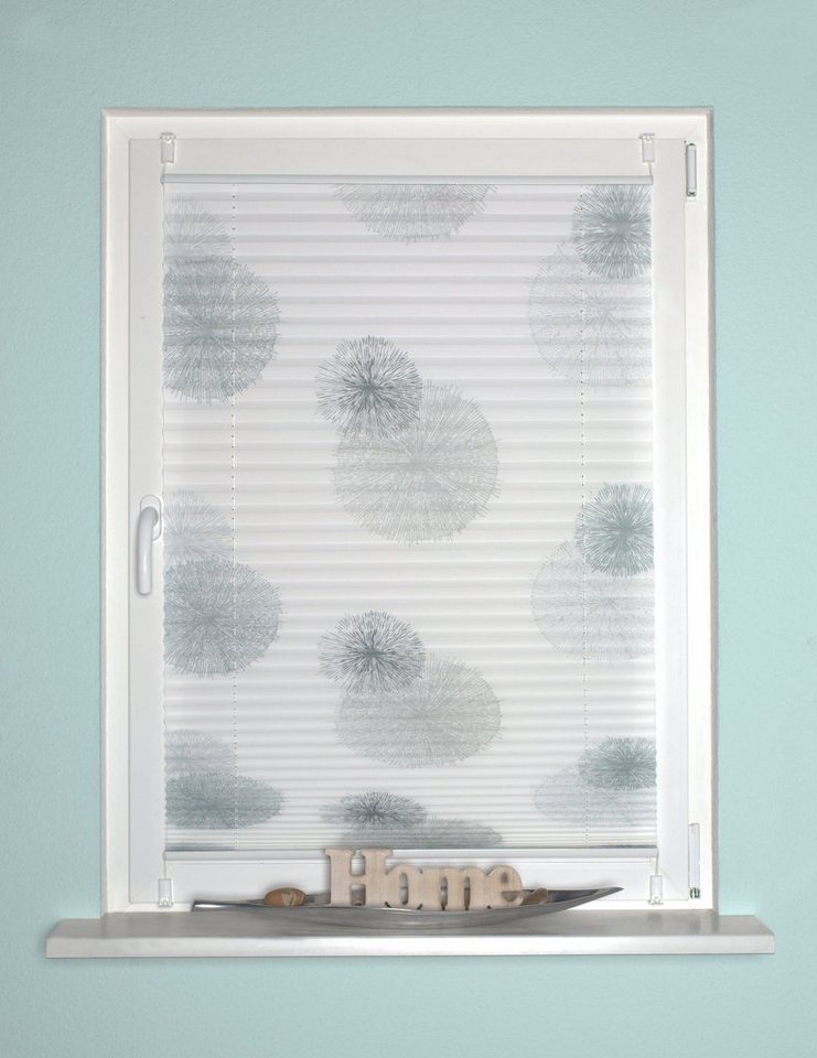 HOME WOHNIDEEN Plisseerollo RAWLINS, ohne Bohren, halbtransparent, bedruckt, mit Hakenaufhängung, halbtransparent – Bild 2 von 5