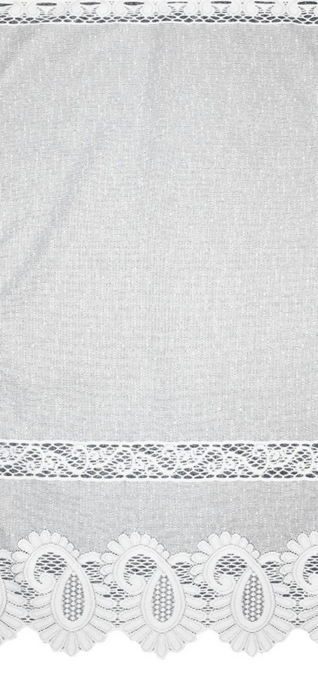 HOME WOHNIDEEN Scheibengardine 022357 Cafehaus LEONORA Jacquard fein, weiß, versch. Größen (1 St), transparent, 100% Polyester – Bild 4 von 4