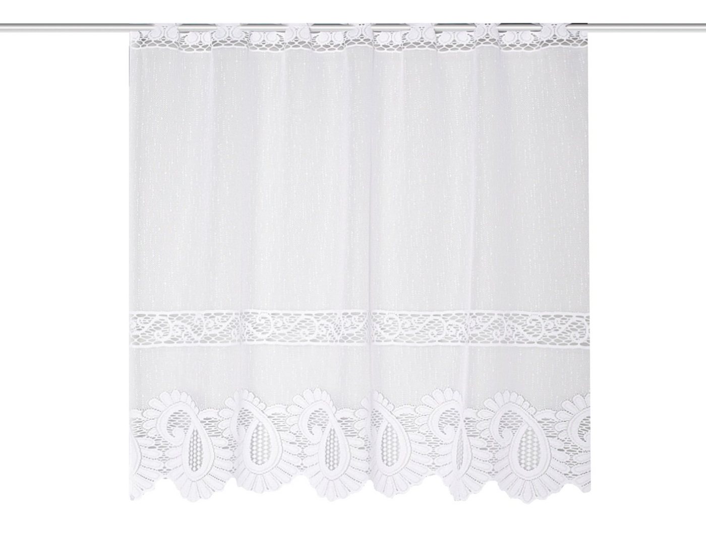 HOME WOHNIDEEN Scheibengardine 022357 Cafehaus LEONORA Jacquard fein, weiß, versch. Größen (1 St), transparent, 100% Polyester – Bild 3 von 4
