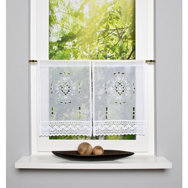 HOME WOHNIDEEN Scheibengardine ALEGRA (2 St), Stangendurchzug, halbtransparent