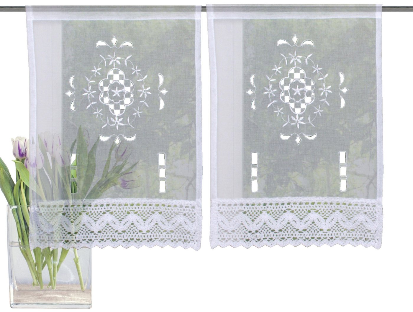 HOME WOHNIDEEN Scheibengardine ALEGRA (2 St), Stangendurchzug, halbtransparent – Bild 3 von 5