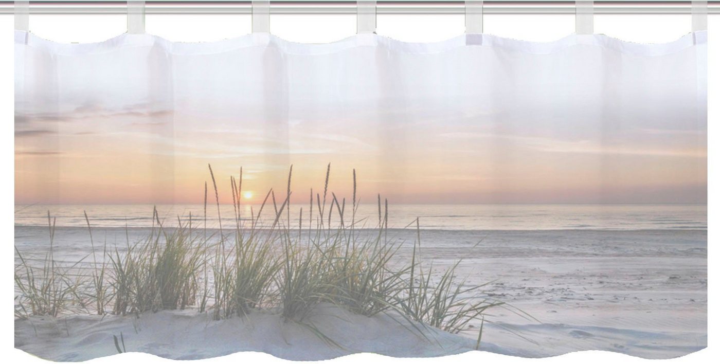 HOME WOHNIDEEN Scheibengardine EVENING (1 St), Schlaufen, blickdicht, HxB: 45x120, Dekostoff Digitaldruck – Bild 2 von 5