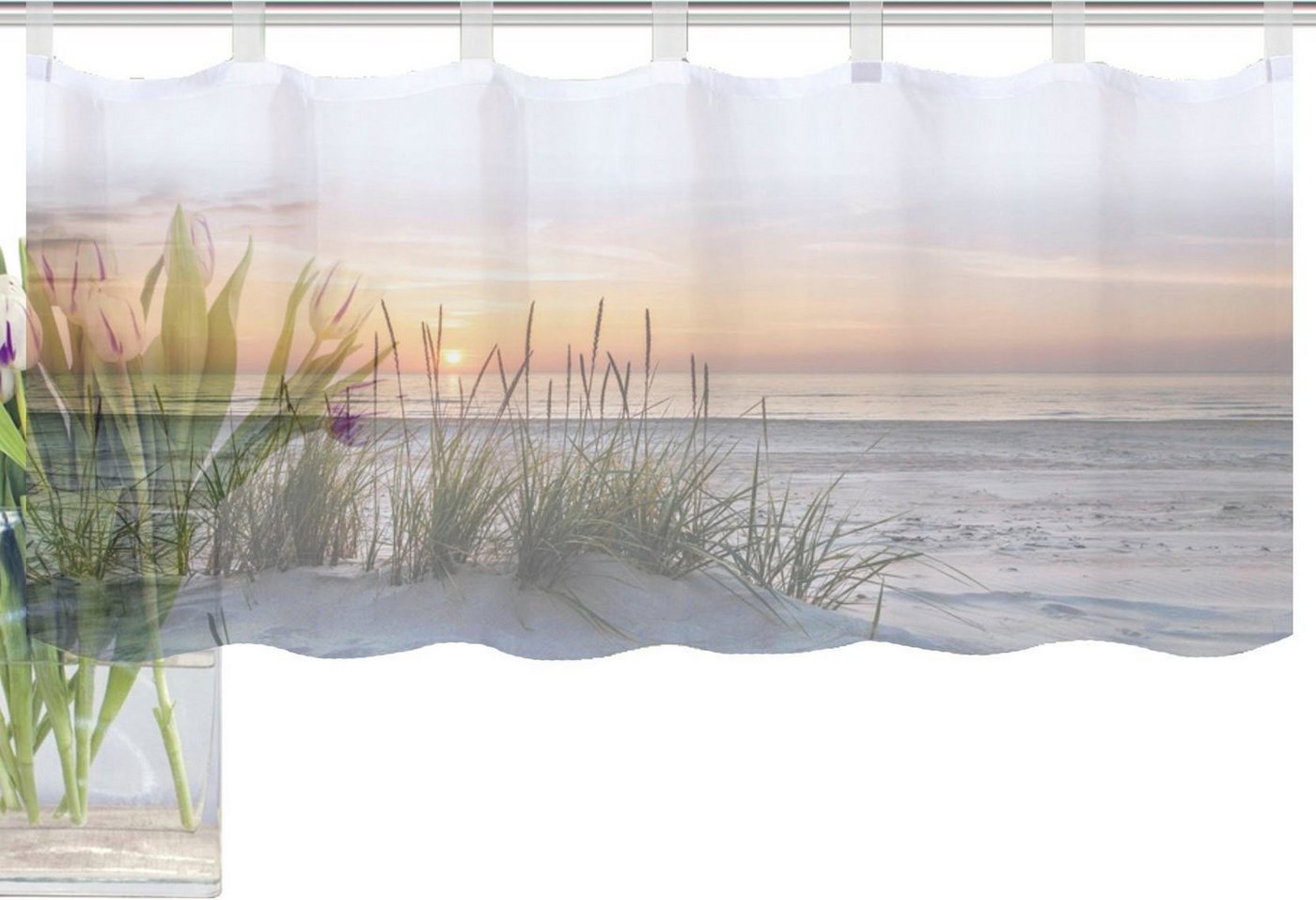 HOME WOHNIDEEN Scheibengardine EVENING (1 St), Schlaufen, blickdicht, HxB: 45x120, Dekostoff Digitaldruck – Bild 3 von 5