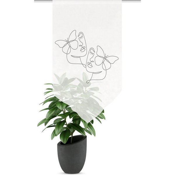 HOME WOHNIDEEN Scheibengardine Fensterbehang SYLIA, Schmetterling, Dreiecksabschlus (1 St), transparent, 100% Polyester