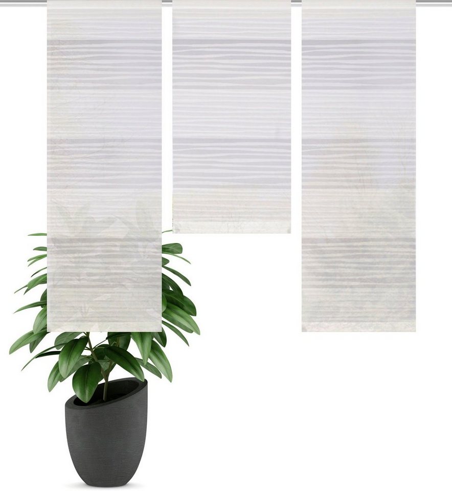 HOME WOHNIDEEN Scheibengardine GABI (3 St), Stangendurchzug, blickdicht, 3-tlg. Querstreifen Fensterset GABI – Bild 2 von 5