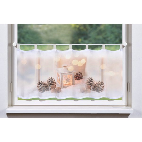 HOME WOHNIDEEN Scheibengardine LATERNE (1 St), Schlaufen, transparent, Voile, HxB: 45x120