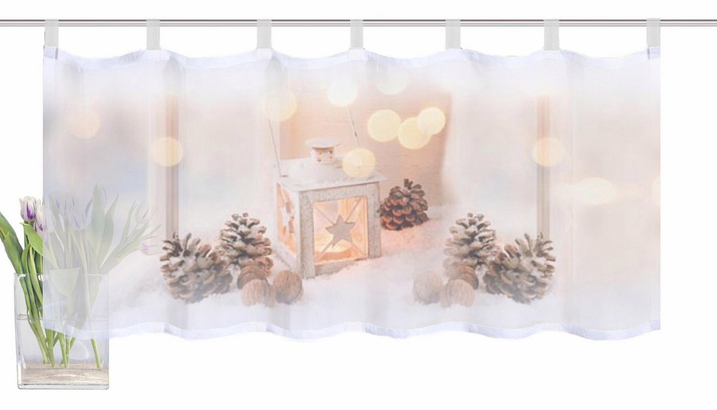 HOME WOHNIDEEN Scheibengardine LATERNE (1 St), Schlaufen, transparent, Voile, HxB: 45x120 – Bild 2 von 4