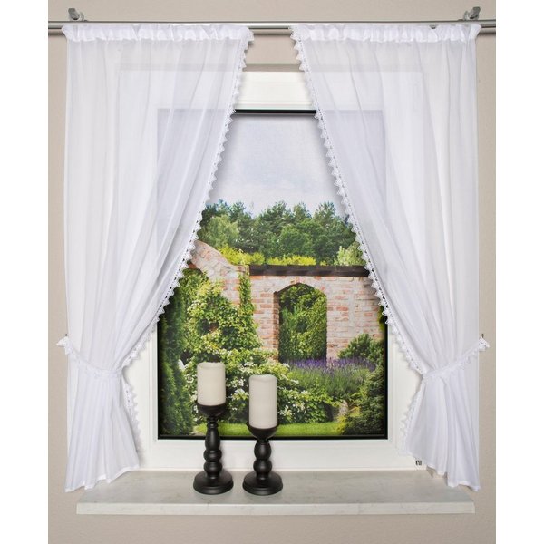 HOME WOHNIDEEN Scheibengardine LEONA, 2 Stück, Kräuselband, halbtransparent (2 St), Kräuselband, halbtransparent, HxB: 125x75