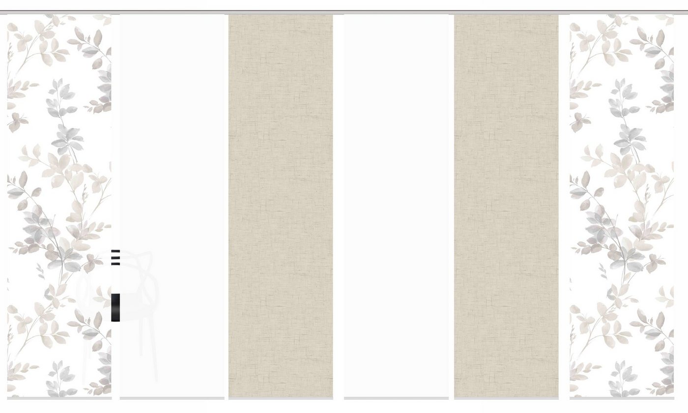 HOME WOHNIDEEN Schiebegardine 6er SET (6 St), Paneelwagen, blickdicht, Schiebevorhang Digidruck 6er Set AYLA – Bild 2 von 4