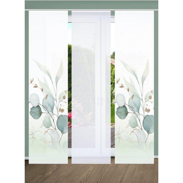HOME WOHNIDEEN Schiebegardine 84096 ABANIO Schiebegardine rec. Polyester, 245x60 cm, halbtransparent (3 St), Paneelwagen, transparent, Polyester (recycelt) Poly