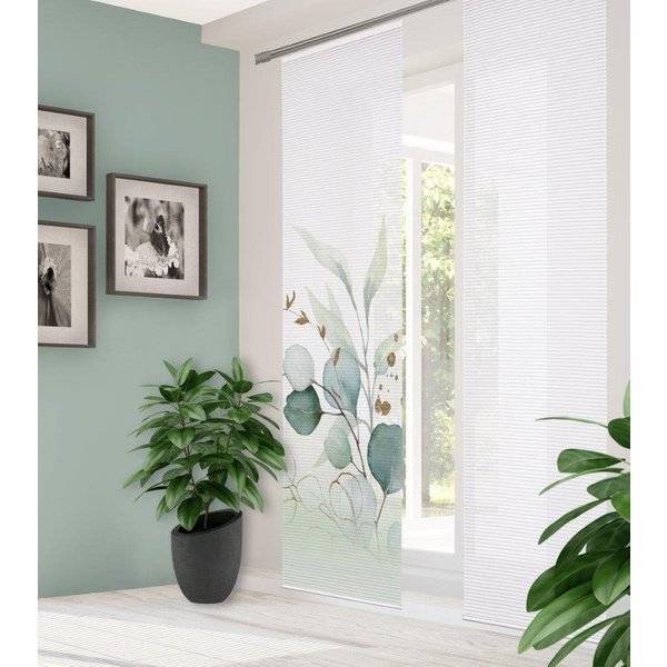 HOME WOHNIDEEN Schiebegardine 84096 ABANIO Schiebegardine rec. Polyester, 245x60 cm, halbtransparent (2 St), Paneelwagen, transparent, Polyester (recycelt) Poly
