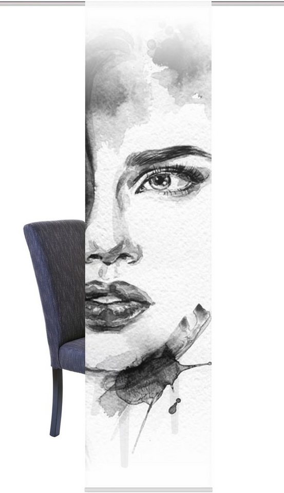 HOME WOHNIDEEN Schiebegardine FACE RIGHT (1 St), Klettband, blickdicht, HxB: 245x60, inkl. Befestigungszubehör – Bild 2 von 5