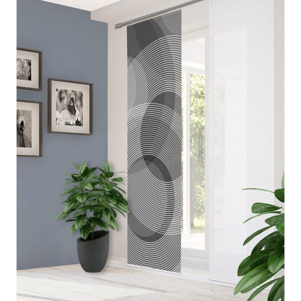 HOME WOHNIDEEN Schiebegardine HIG AFONSO Schiebegardine recyceltes Polyester, 245x60 cm, Kreismotiv (2 St), Paneelwagen, halbtransparent, Polyester (recycelt) P