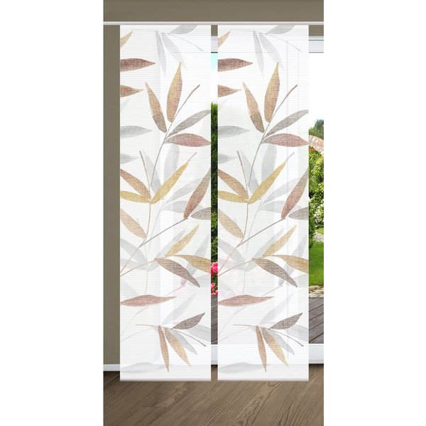 HOME WOHNIDEEN Schiebegardine HOME in green RANDOW Schiebegardine recyceltes Polyester, 245x60 cm (2 St), Paneelwagen, halbtransparent, Polyester (recycelt) Pol